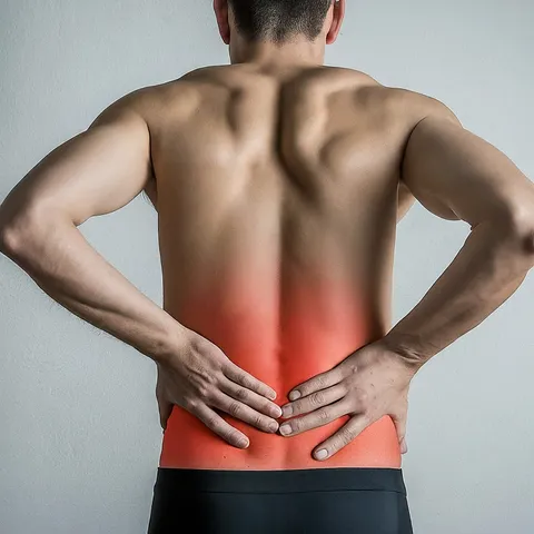 Person holding their lower back, illustrating back pain treatment